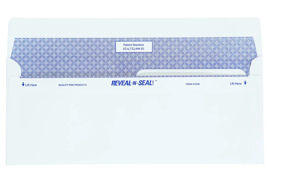 Quality Park® #8 Reveal-N-Seal® Business Security Double-Window Envelopes, Left Windows (Top/Bottom), White, Box Of 500
