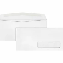 Quality Park® #10 Right Window Envelopes, Bottom Left, Gummed Seal, White, Box Of 500
