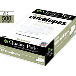 Quality Park® #10 Right Window Envelopes, Bottom Left, Gummed Seal, White, Box Of 500