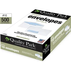 Quality ParkĀ® #10 Single Window Envelopes, Bottom Left, Gummed Seal, White, Box Of 500