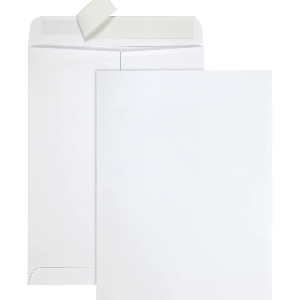 Quality Park® Tech-No-Tear Catalog Envelopes, 9" x 12", Self-Adhesive, White, Box Of 100