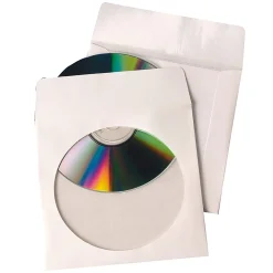 Quality Park Tech-No-Tearâ„¢ CD/DVD Sleeves, White, Pack Of 100