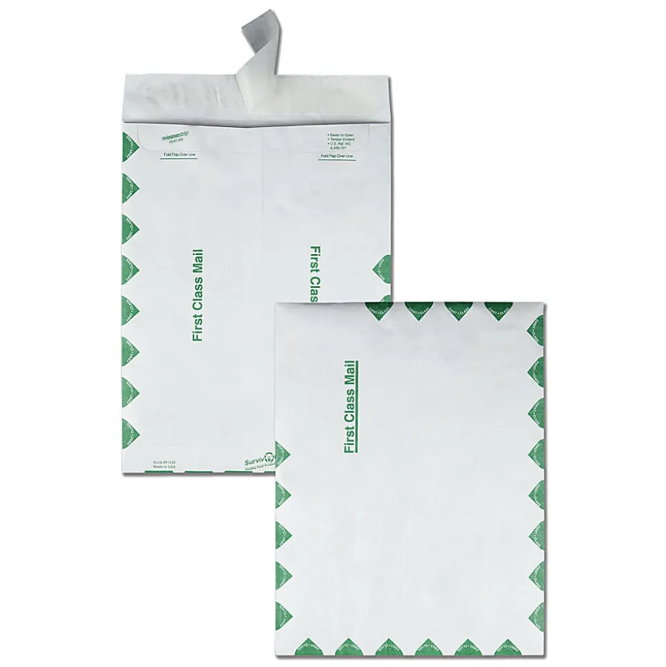 Quality Park® Tyvek® Envelopes, 9 1/2" x 12 1/2", First Class, Self-Adhesive, White, Box Of 100