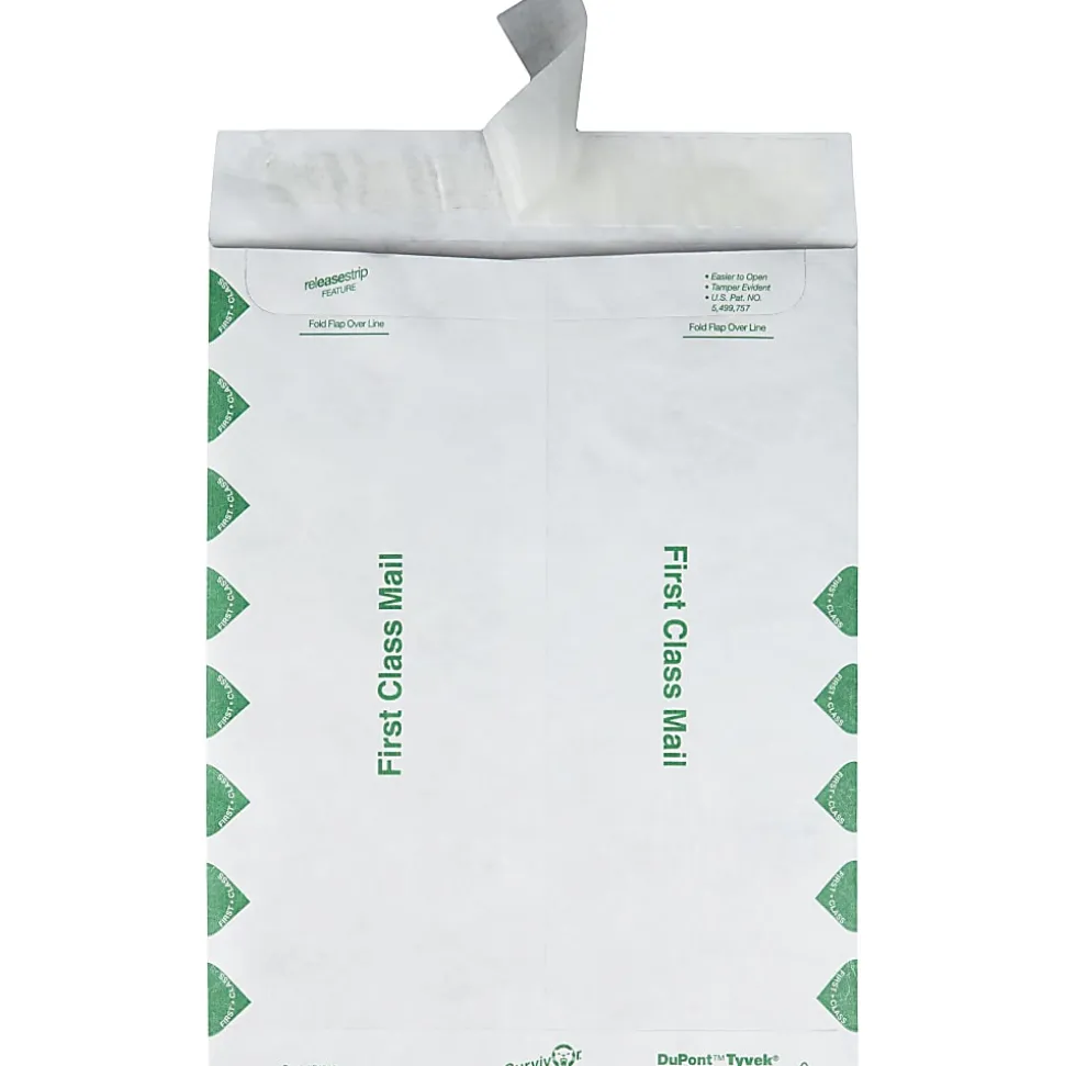 Quality Park® Tyvek® Envelopes, 9 1/2" x 12 1/2", First Class, Self-Adhesive, White, Box Of 100