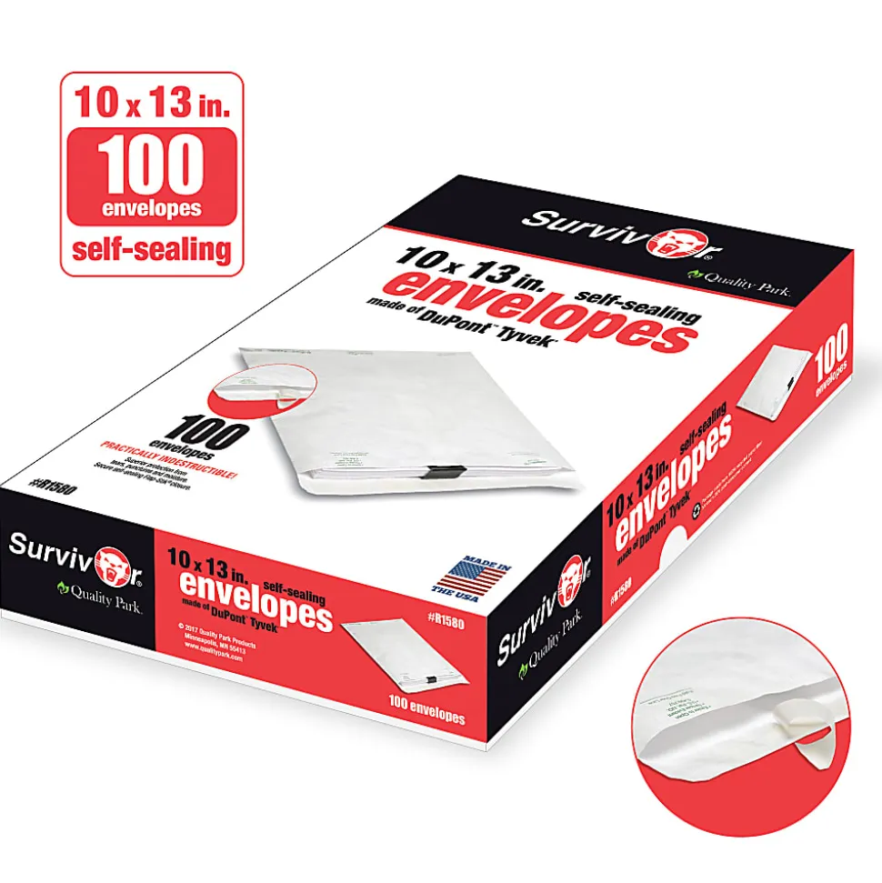 Quality Park® Tyvek® Envelopes, 10" x 13", White, Box Of 100