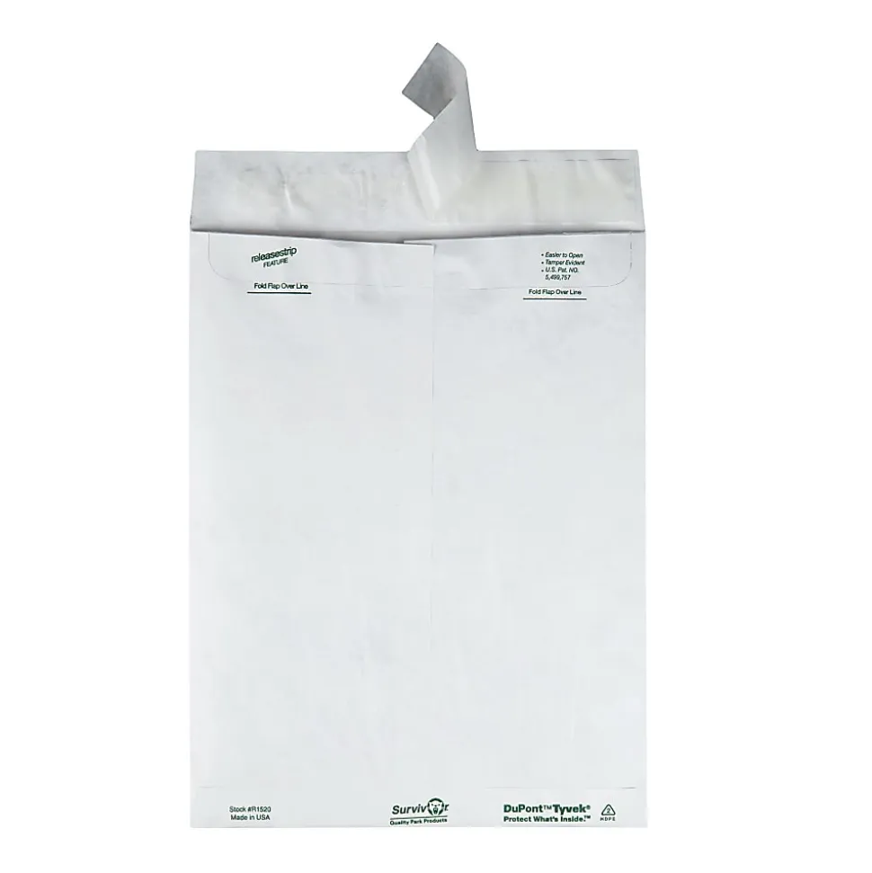 Quality Park® Tyvek® Envelopes, 9 1/2" x 12 1/2", Self-Adhesive, White, Box Of 100