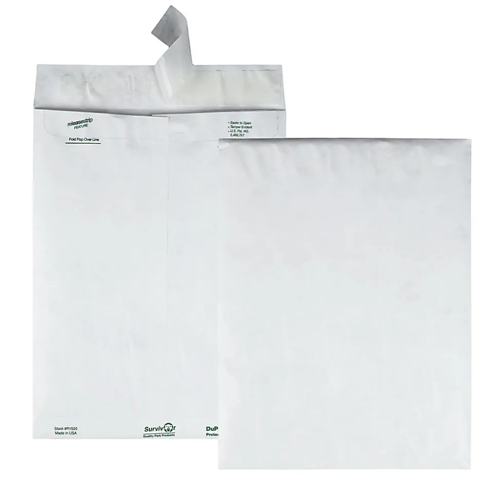 Quality Park® Tyvek® Envelopes, 9 1/2" x 12 1/2", Self-Adhesive, White, Box Of 100