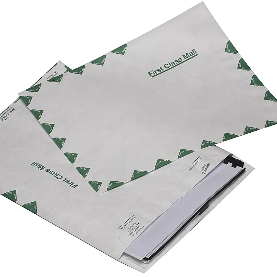 Quality Park® Tyvek® Envelopes, First Class, 10" x 13", White, Box Of 100