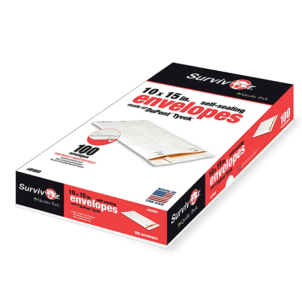Quality Park® Tyvek® Envelopes, 10" x 15", White, Box Of 100