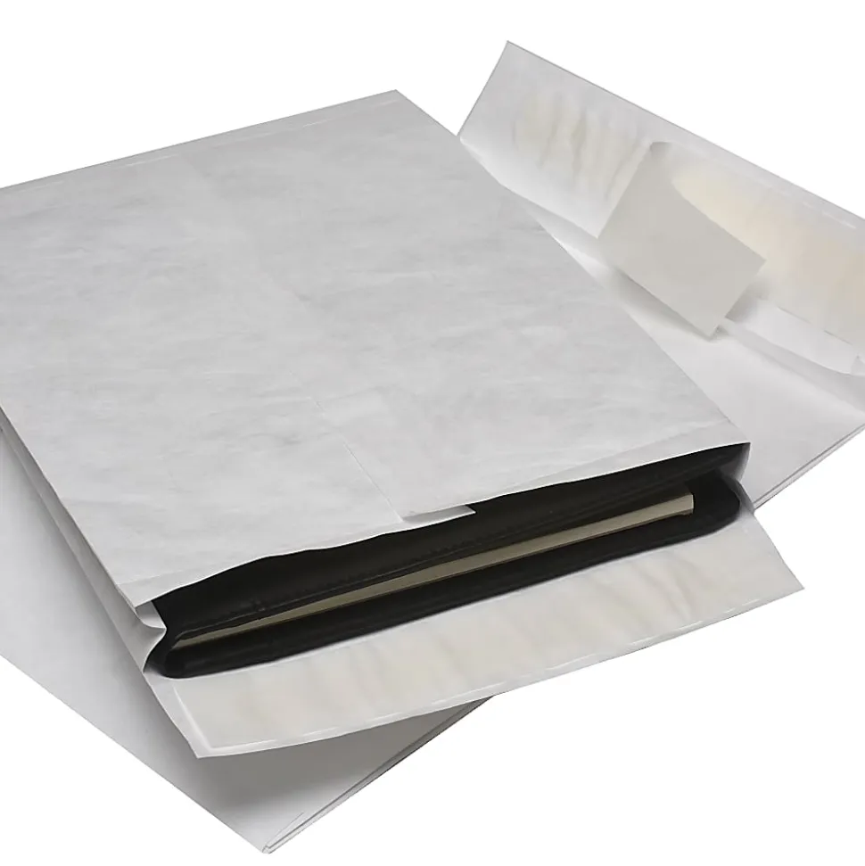 Quality Park® Tyvek® Expansion 10" x 13" x 1 1/2" Envelopes, 18 Lb, Self-Adhesive Closure, White, Carton Of 100