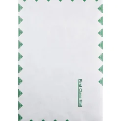 Quality Park® Tyvek® First Class 10" x 15" Envelopes, 14 Lb, Self-Adhesive, Green/White, Box Of 100