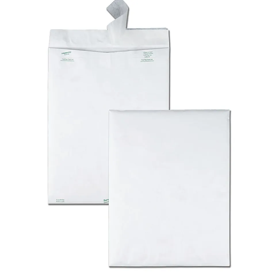 Quality Park® Tyvek® 12" x 15 1/2" Envelopes, Self-Adhesive, White, Box Of 100