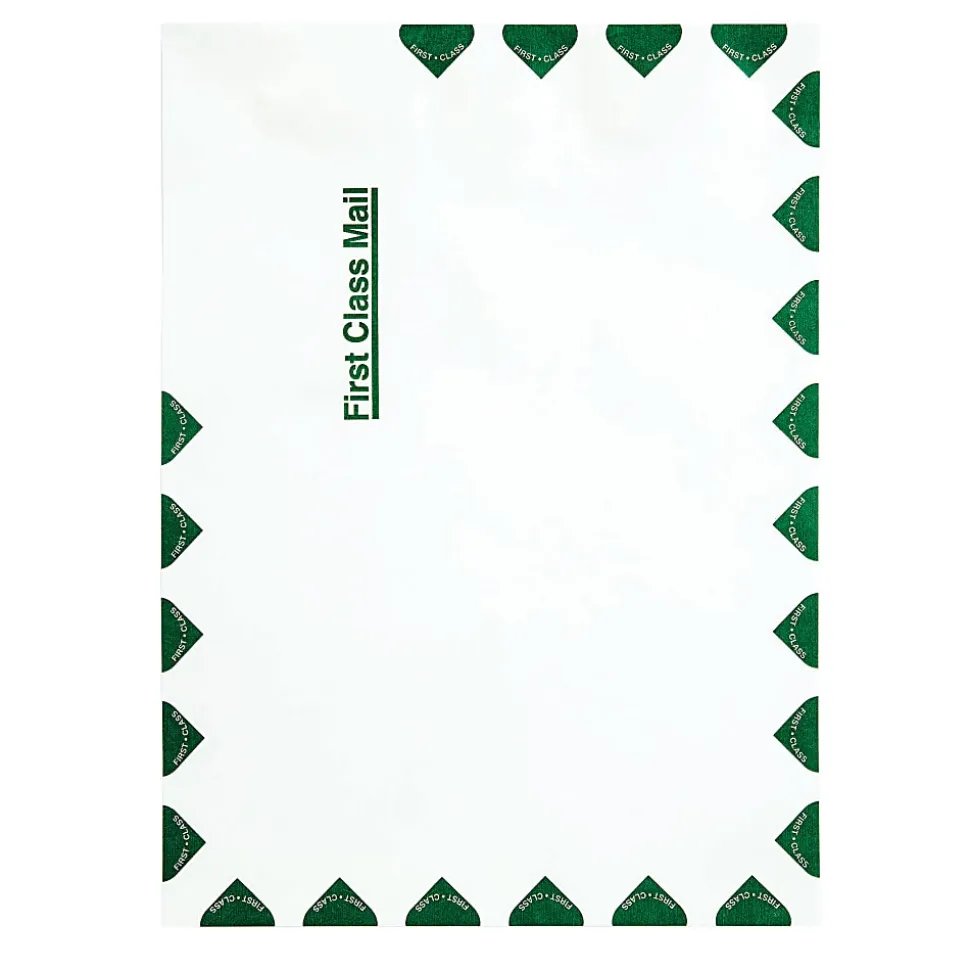Quality Park® Tyvek® 9" x 12" Envelopes, Self-Adhesive, First Class, White, Box Of 100