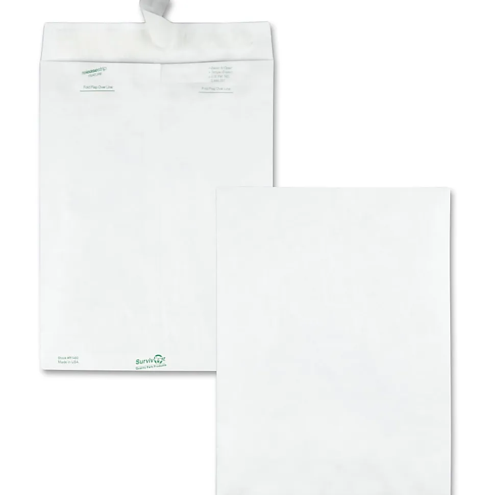 Quality Park® Tyvek® 9" x 12" Envelopes, Self-Adhesive, White, Box Of 100