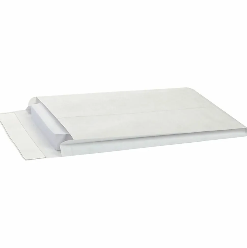 Quality Park® Tyvek® 12" x 16" x 2" Expansion Envelopes, 14 Lb, Self-Adhesive, White, Box Of 25