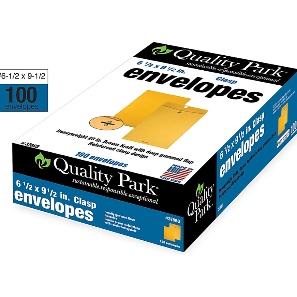 Quality Park® 12" x 15 1/2" Envelopes, Claps Closure, Brown, Box Of 100