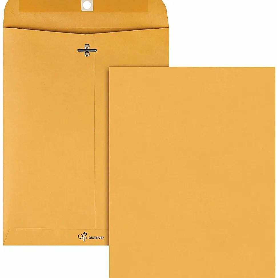 Quality Park 8-3/4 x 11-1/2 Extra Heavy-duty Clasp Envelopes - Clasp - 8 3/4" Width x 11 1/2" Length - 32 lb - Gummed - Cameo - Kraft - 100 / Box