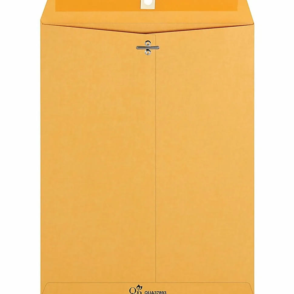 Quality Park 9 1/2" x 12 1/2" Manila Envelopes, 28 Lb, Gummed Closure Kraft Brown, Box Of 100