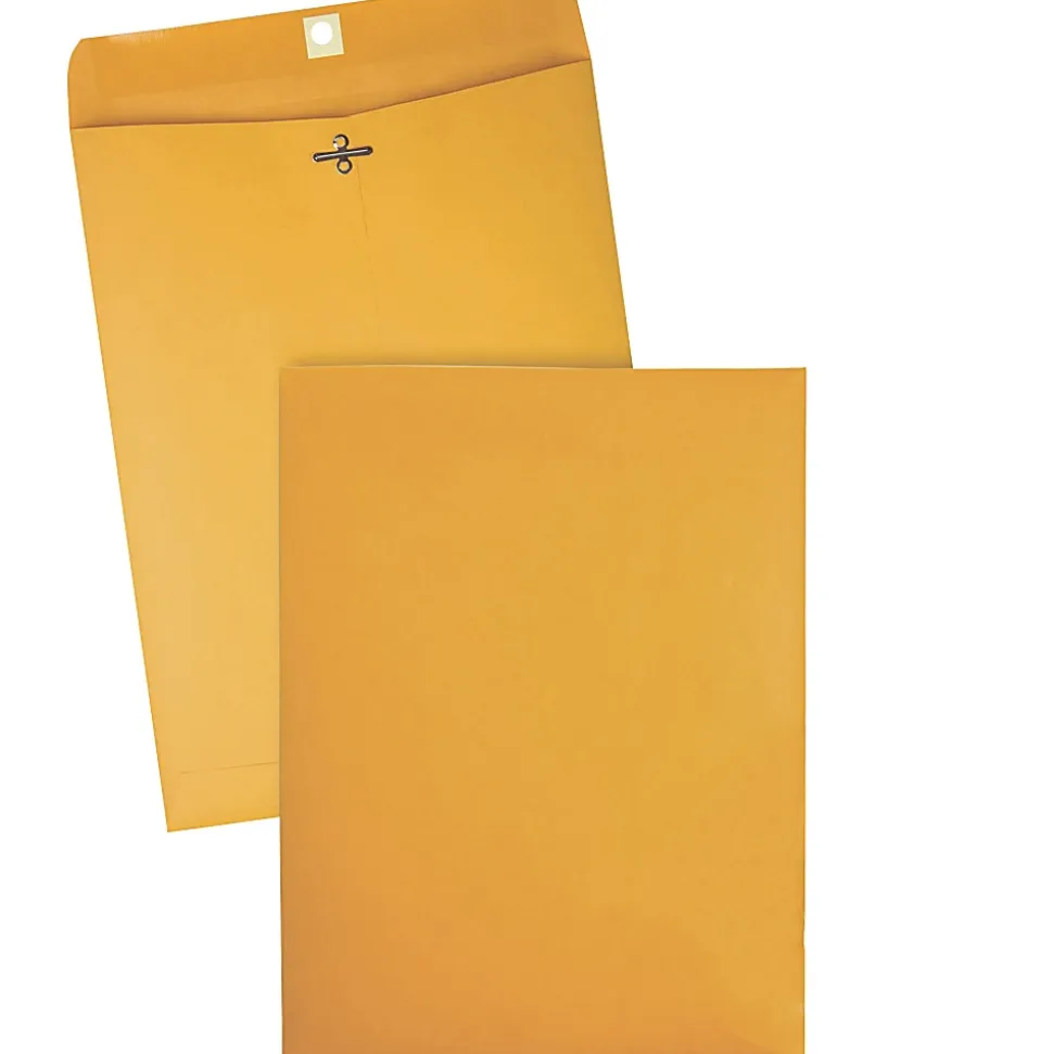 Quality Park 9 1/2" x 12 1/2" Manila Envelopes, 28 Lb, Gummed Closure Kraft Brown, Box Of 100