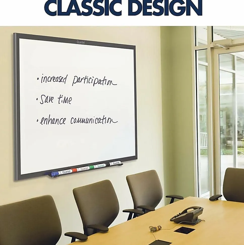 Quartet® Classic Magnetic Dry-Erase Whiteboard, 48" x 72", Aluminum Frame With Black Finish