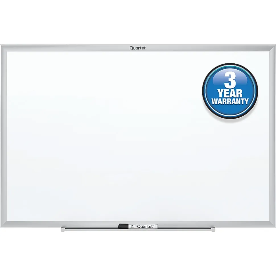 Quartet® Classic Total Erase® Non-Magnetic Melamine Dry-Erase Whiteboard, 48" x 36", Aluminum Frame With Silver Finish