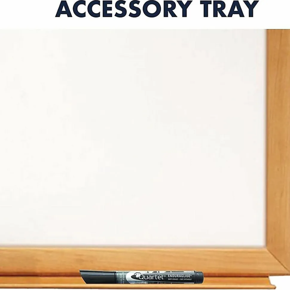 Quartet® Combination Non-Magnetic Melamine Dry-Erase/Cork Bulletin Board, 24" x 36", Oak Wood Frame
