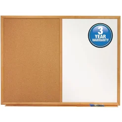 Quartet® Combination Non-Magnetic Melamine Dry-Erase/Cork Bulletin Board, 24