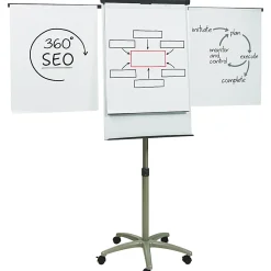 Quartet® Compass Mobile Magnetic Dry-Erase Whiteboard/Flipchart Presentation Easel, 3' x 2', Metal Frame With Graphite Finish