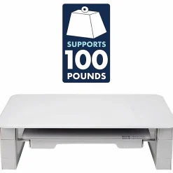 Quartet® Dry-Erase Board Desktop Monitor Riser, 4-3/8”H x 12-3/4”W x 16-3/8”D, White