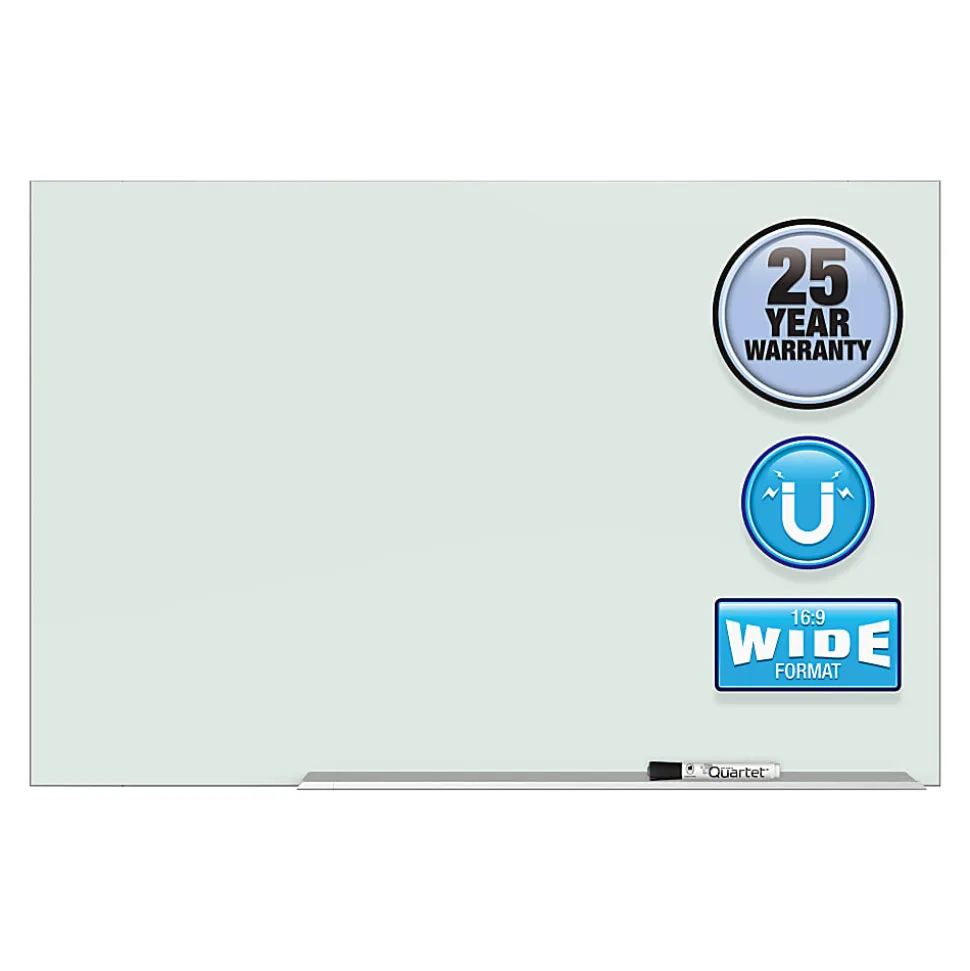 Quartet® Element™ Framed Magnetic Glass Dry-Erase Whiteboard, 85" x 48", Aluminum Frame With Silver Finish
