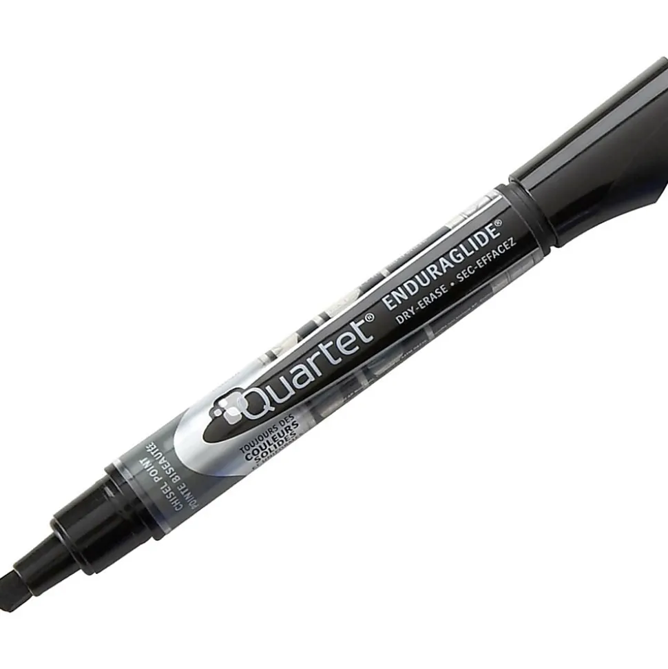 Quartet® EnduraGlide® Dry-Erase Markers, Chisel, Black, Pack Of 12