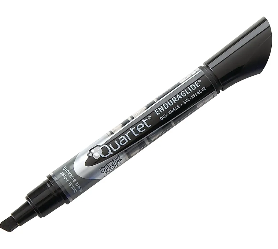 Quartet® EnduraGlide® Dry-Erase Markers, Chisel, Black, Pack Of 12