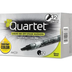 Quartet® EnduraGlide® Dry-Erase Markers, Chisel, Black, Pack Of 12