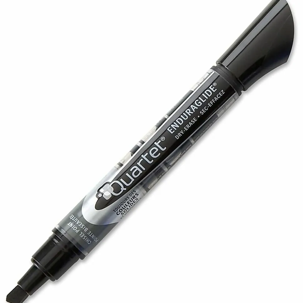 Quartet® EnduraGlide® Dry-Erase Markers, Chisel, Black, Pack Of 12
