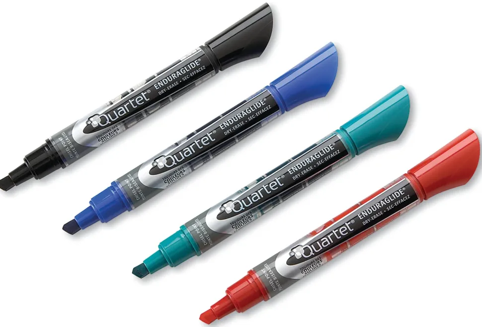 Quartet® EnduraGlide® Dry-Erase Markers, Chisel, Assorted Colors, Pack Of 4