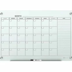 Quartet® Infinity™ Glass Magnetic Unframed Monthly Calendar Whiteboard, 36" x 48", White