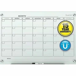 Quartet® Infinity™ Glass Magnetic Unframed Monthly Calendar Whiteboard, 36