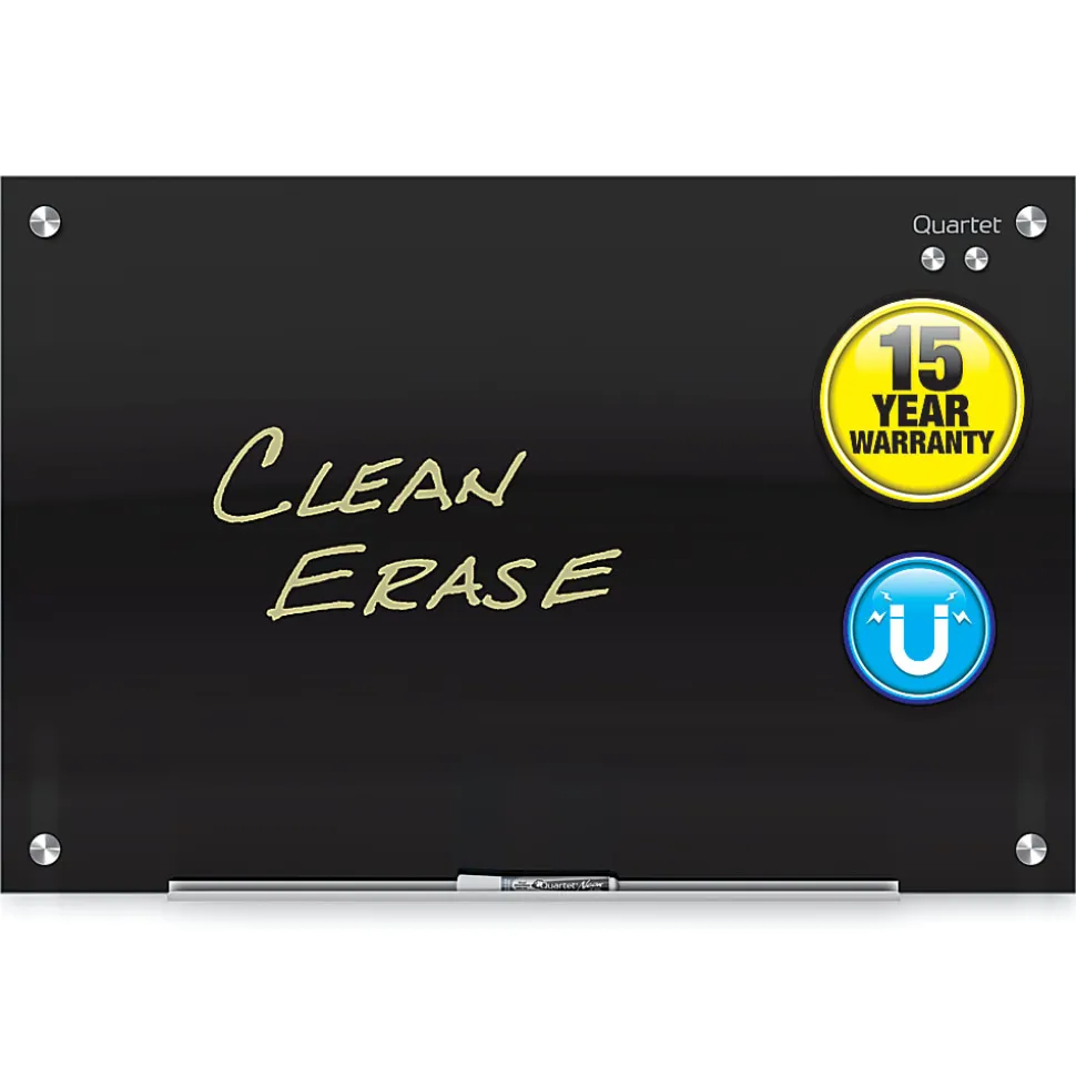 Quartet Infinity® Magnetic Glass Marker Unframed Whiteboard, 96" x 48", Black