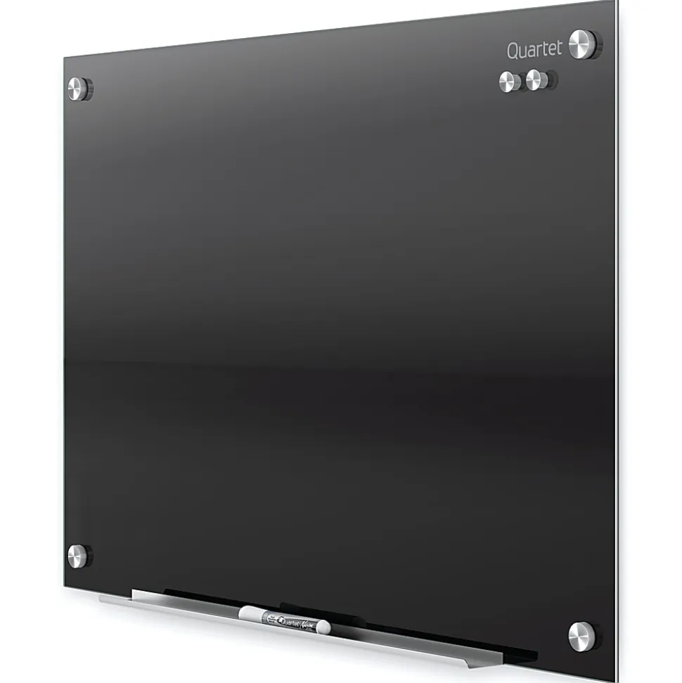 Quartet Infinity® Tempered Glass Unframed Non-Magnetic Dry-Erase Whiteboard Magnetic Glass Marker Unframed Whiteboard, 36" x 48", Black