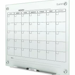 Quartet® Infinity™ Unframed Magnetic Glass Calendar Whiteboard, 18