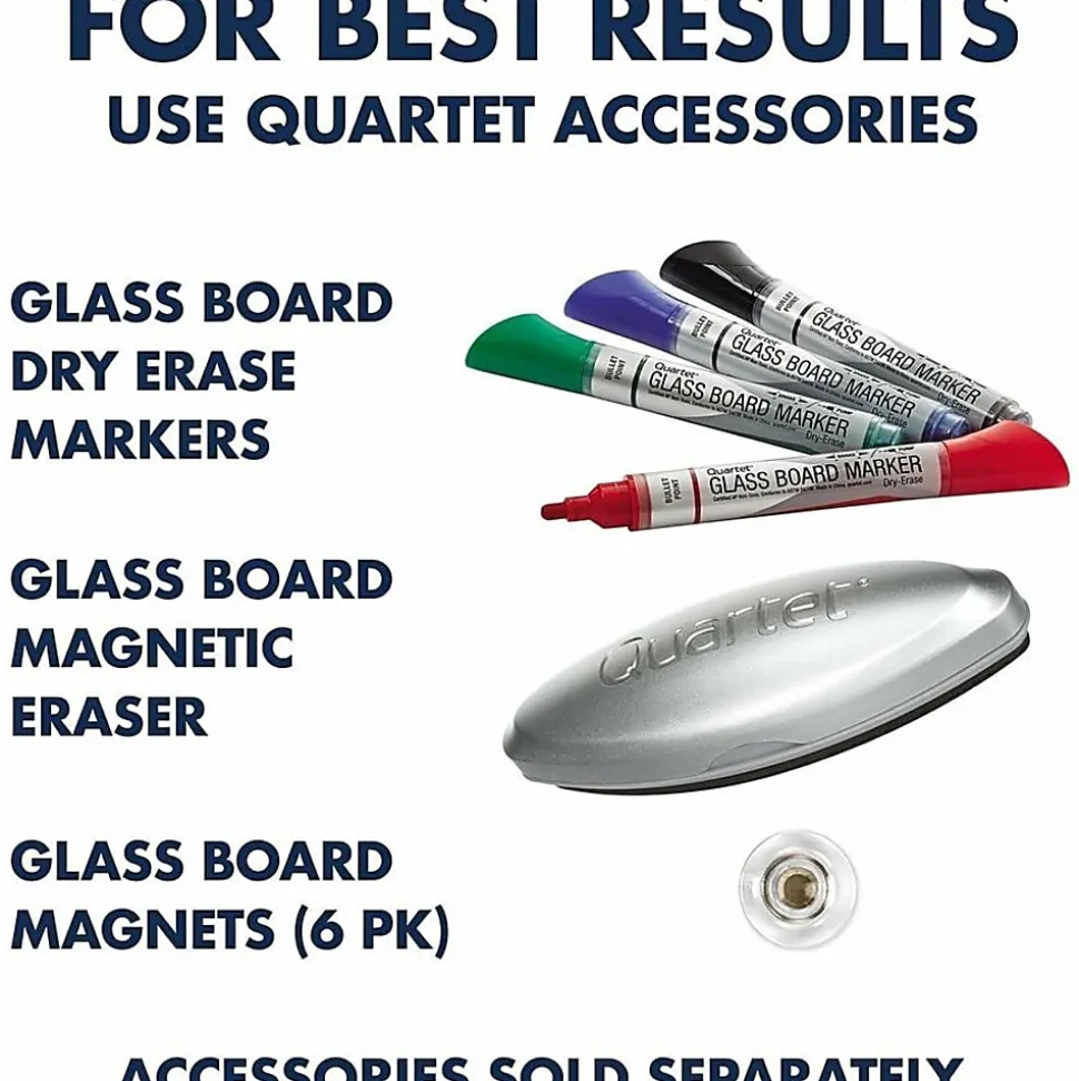 Quartet InvisaMount Vertical Glass Dry-Erase Board - 42x72 - 72" (6 ft)x 42" (3.5 ft) - White Glass Surface - Rectangle - Vertical - Magnetic - 1 Each