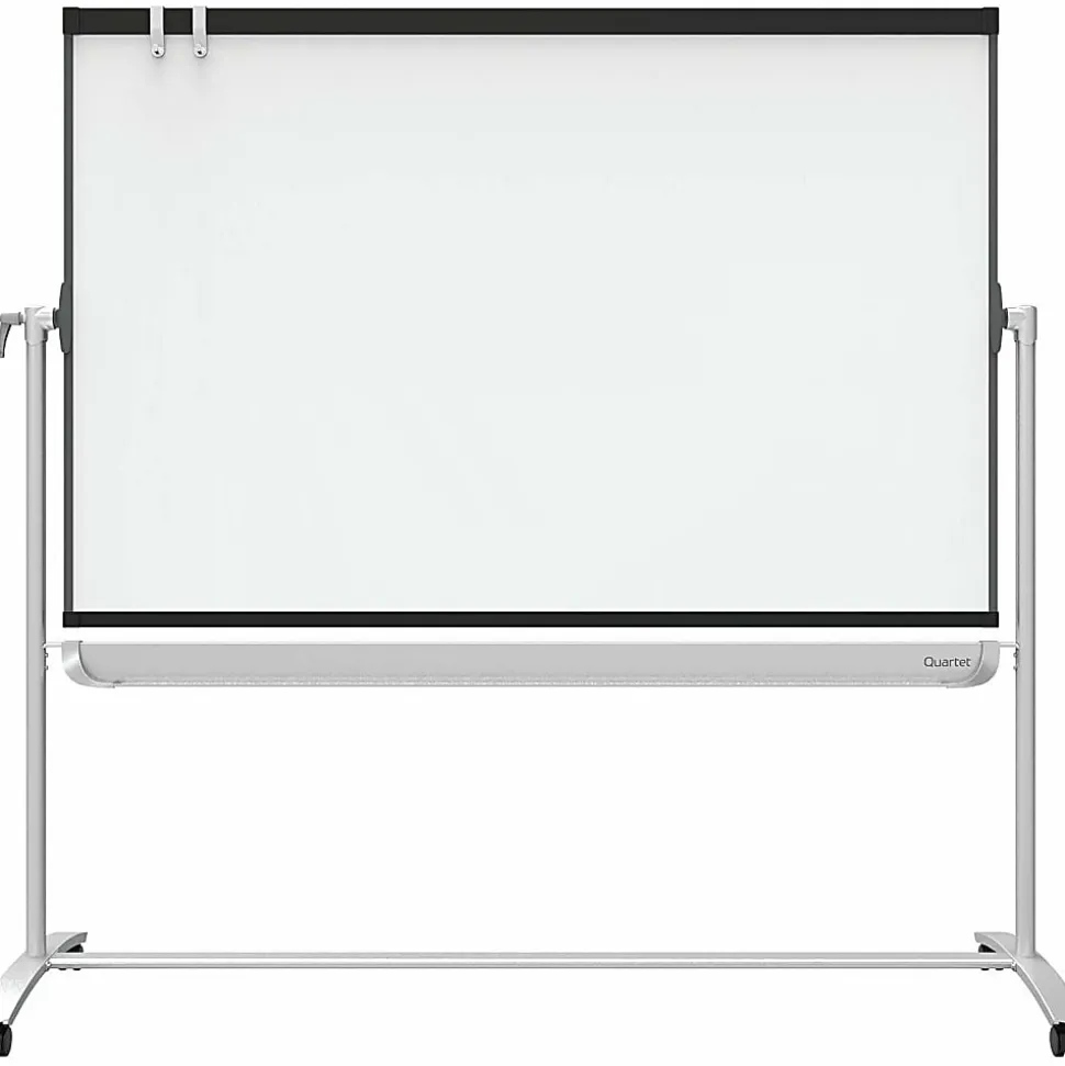 Quartet Magnetic Mobile Presentation Easel - 48" (4 ft)x 36" (3 ft) - White Painted Steel Surface - Graphite Frame - Magnetic - Assembly Required