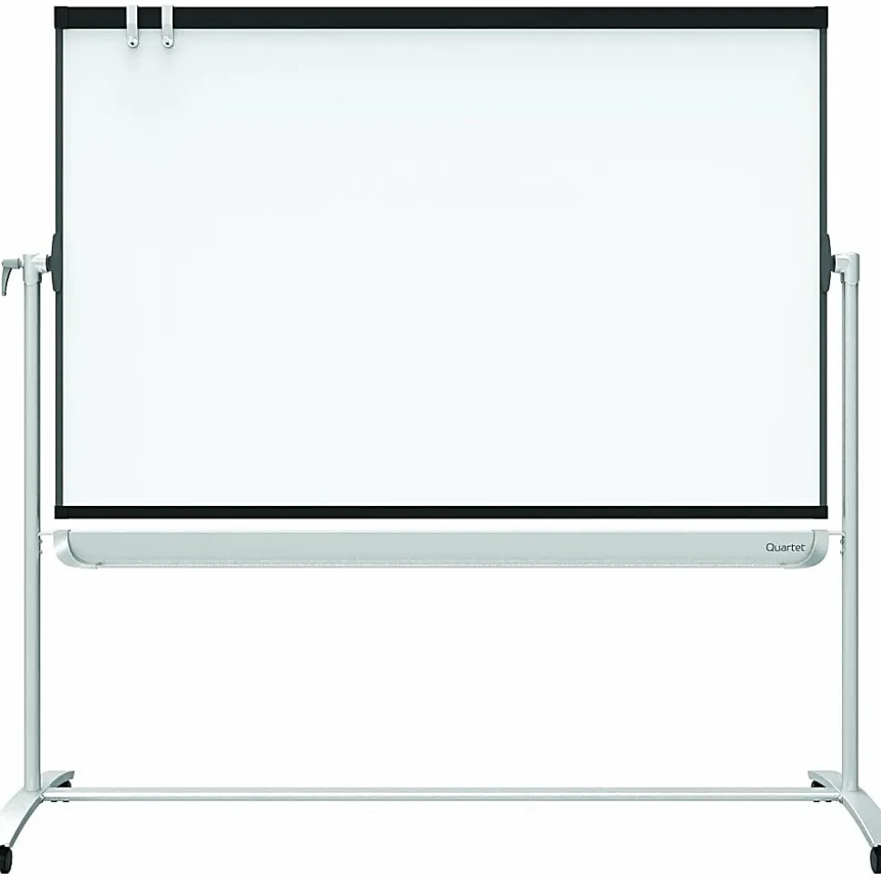 Quartet Magnetic Mobile Presentation Easel - 48" (4 ft)x 36" (3 ft) - White Painted Steel Surface - Graphite Frame - Magnetic - Assembly Required