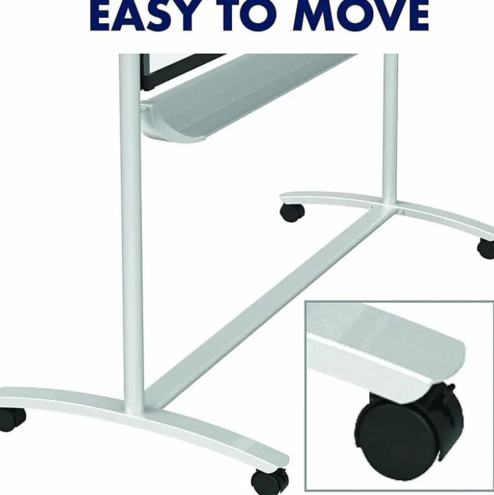 Quartet Magnetic Mobile Presentation Easel - 48" (4 ft)x 36" (3 ft) - White Painted Steel Surface - Graphite Frame - Magnetic - Assembly Required