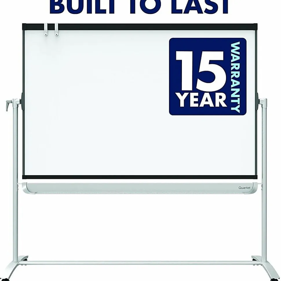 Quartet Magnetic Mobile Presentation Easel - 48" (4 ft)x 36" (3 ft) - White Painted Steel Surface - Graphite Frame - Magnetic - Assembly Required