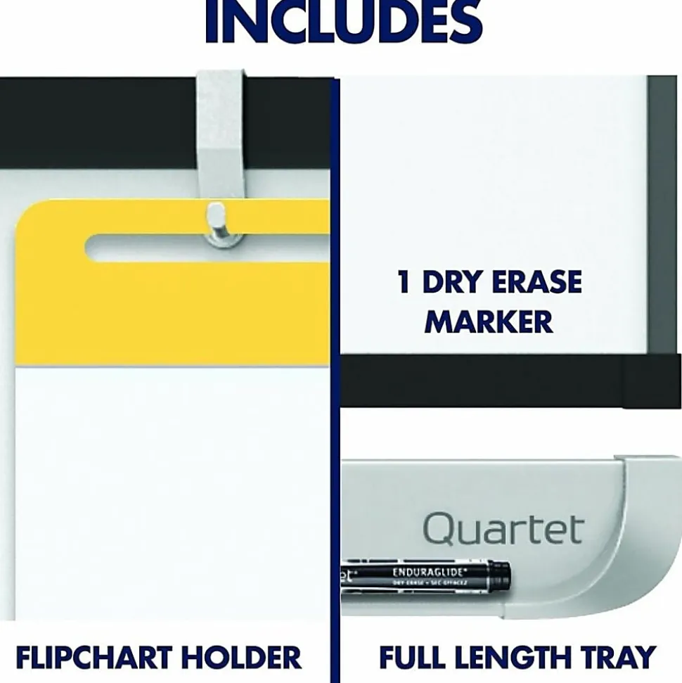 Quartet Magnetic Mobile Presentation Easel - 48" (4 ft)x 36" (3 ft) - White Painted Steel Surface - Graphite Frame - Magnetic - Assembly Required