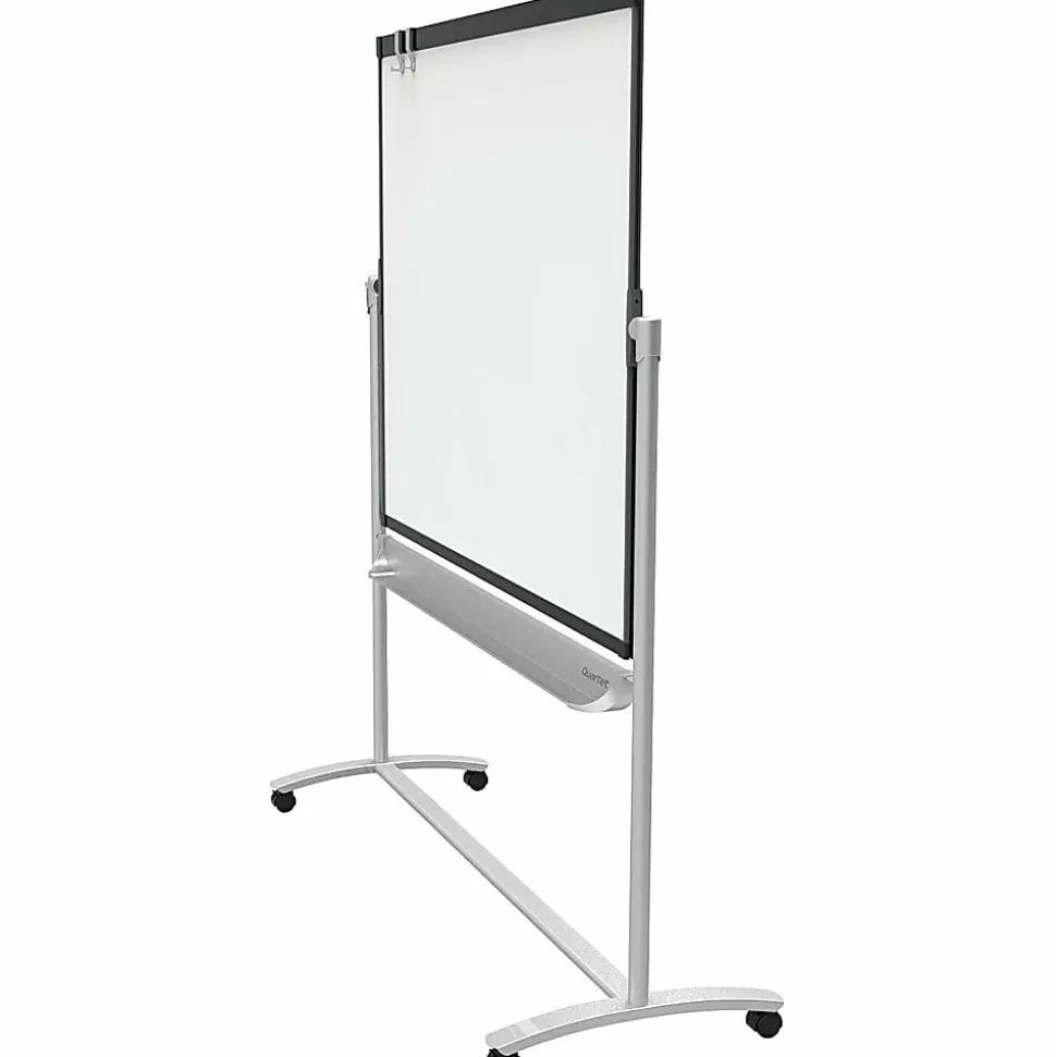 Quartet Magnetic Mobile Presentation Easel - 48" (4 ft)x 36" (3 ft) - White Painted Steel Surface - Graphite Frame - Magnetic - Assembly Required