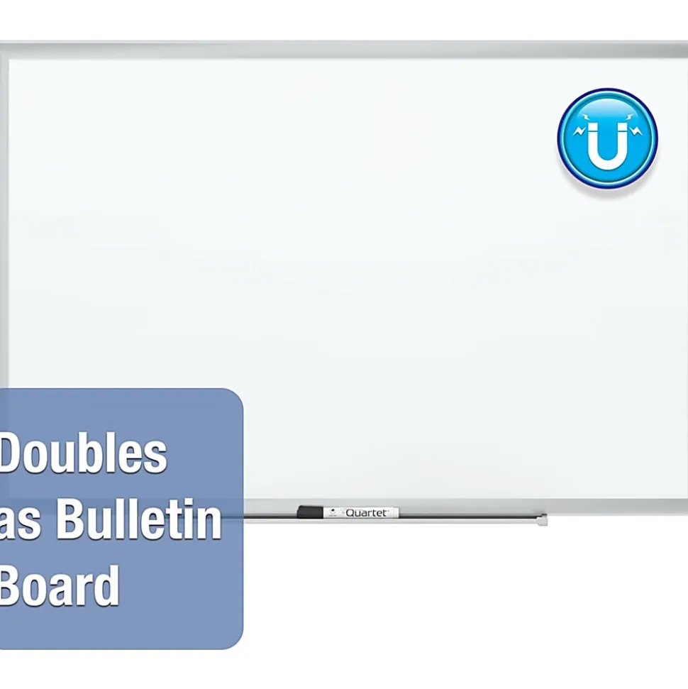 Quartet® Magnetic Porcelain Dry-Erase Whiteboard, 48" x 96", Aluminum Frame With Silver Finish