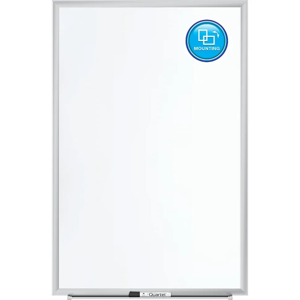 Quartet® Magnetic Porcelain Dry-Erase Whiteboard, 48" x 72", Aluminum Frame With Silver Finish