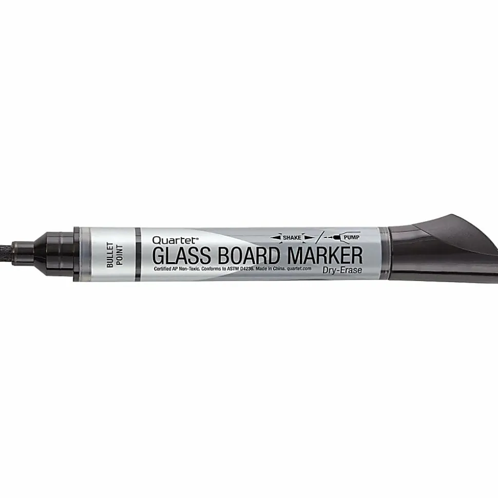 Quartet® Premium Glass Board Dry-Erase Markers, Bullet Tip, Black, Pack Of 12